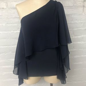 Alice + Olivia silk one shoulder top size L